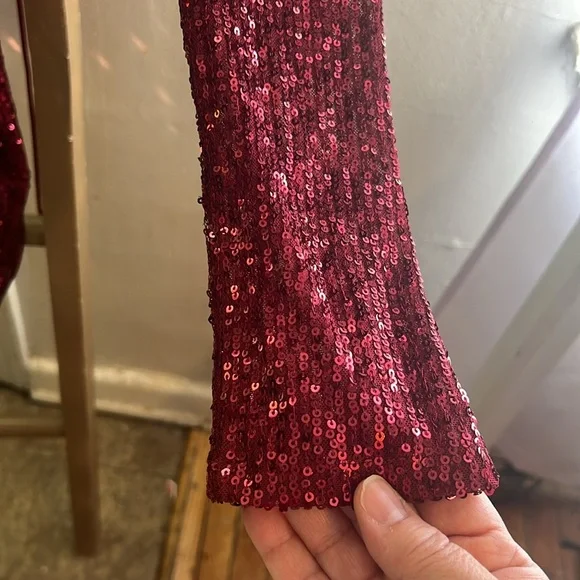 FASHION NOVA Burgundy Sequin Mini Dress - Picture 13 of 17